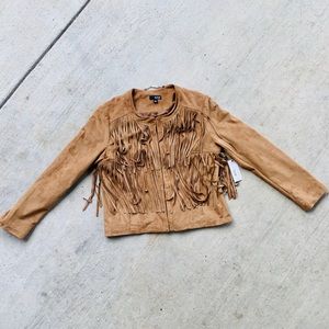 NWT Tan Suede Fringe Jacket Coat